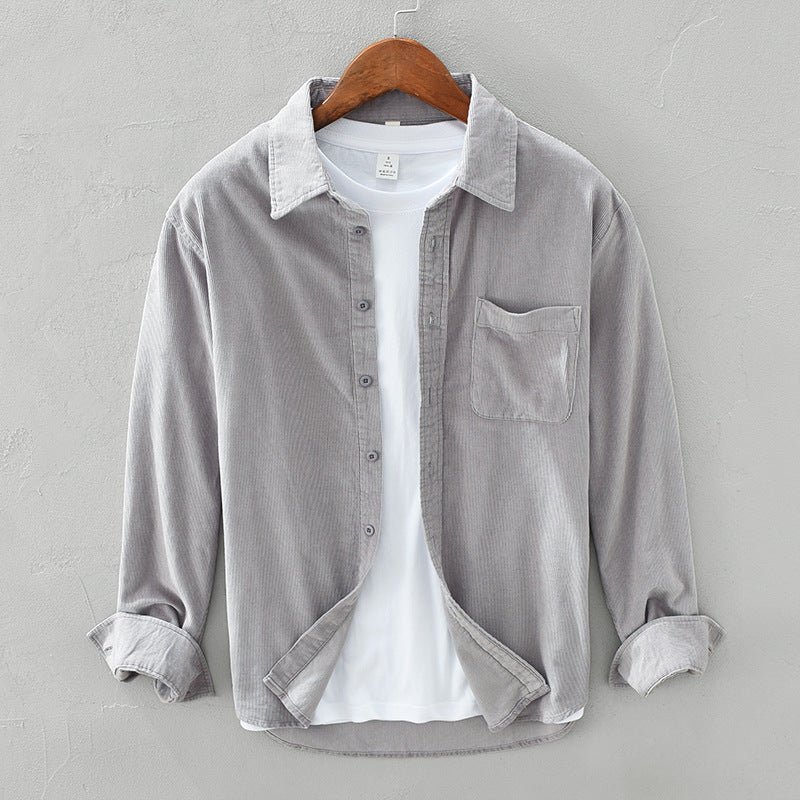 Men's Textured Corduroy Button-Up - Cozy Layering Shirt