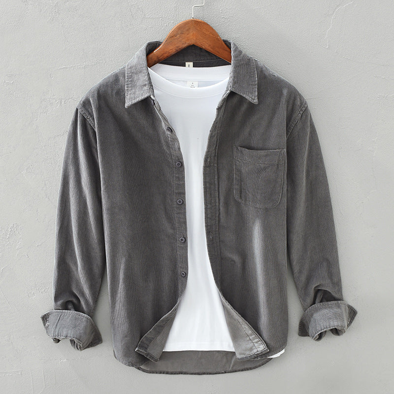 Men's Textured Corduroy Button-Up - Cozy Layering Shirt