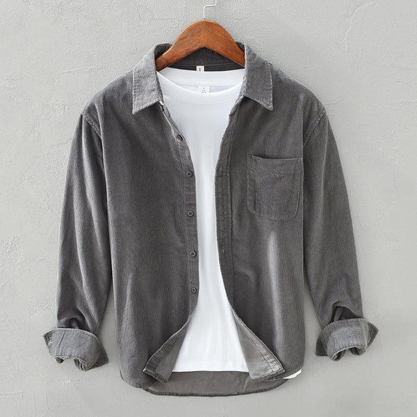 Men's Textured Corduroy Button-Up - Cozy Layering Shirt