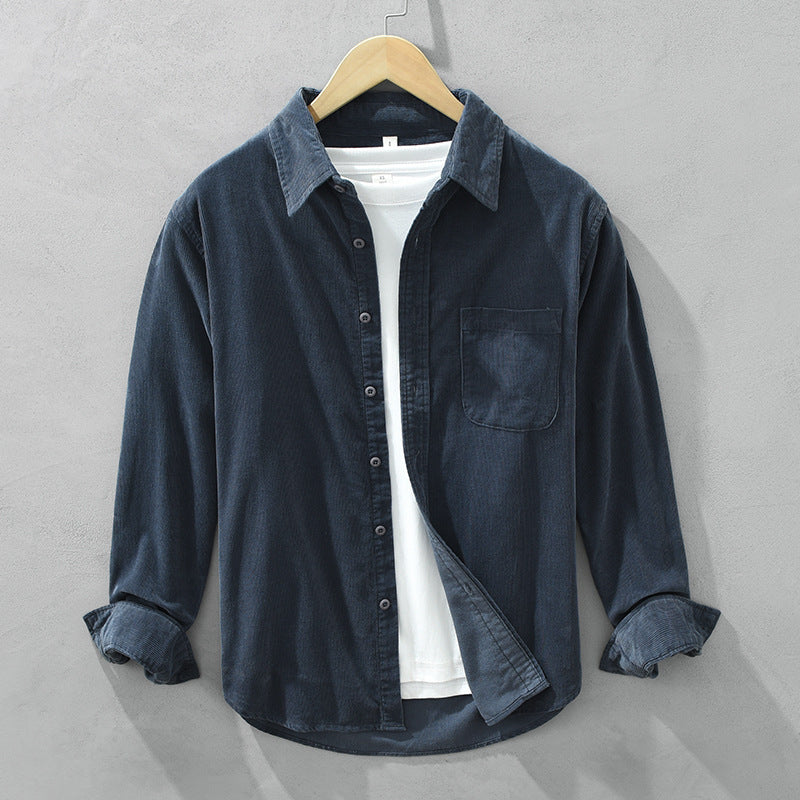 Men's Textured Corduroy Button-Up - Cozy Layering Shirt