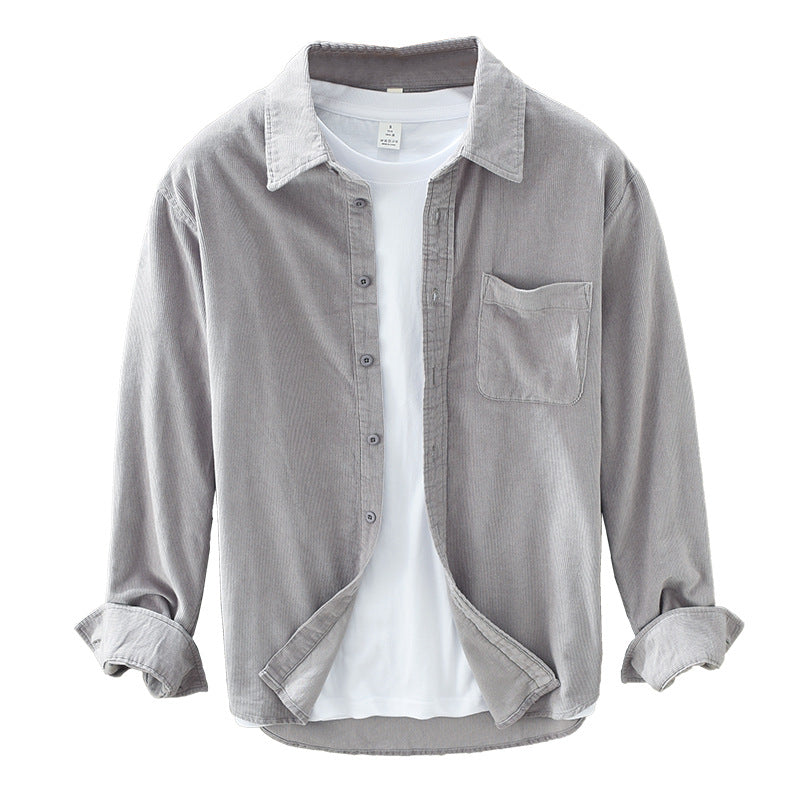 Men's Textured Corduroy Button-Up - Cozy Layering Shirt