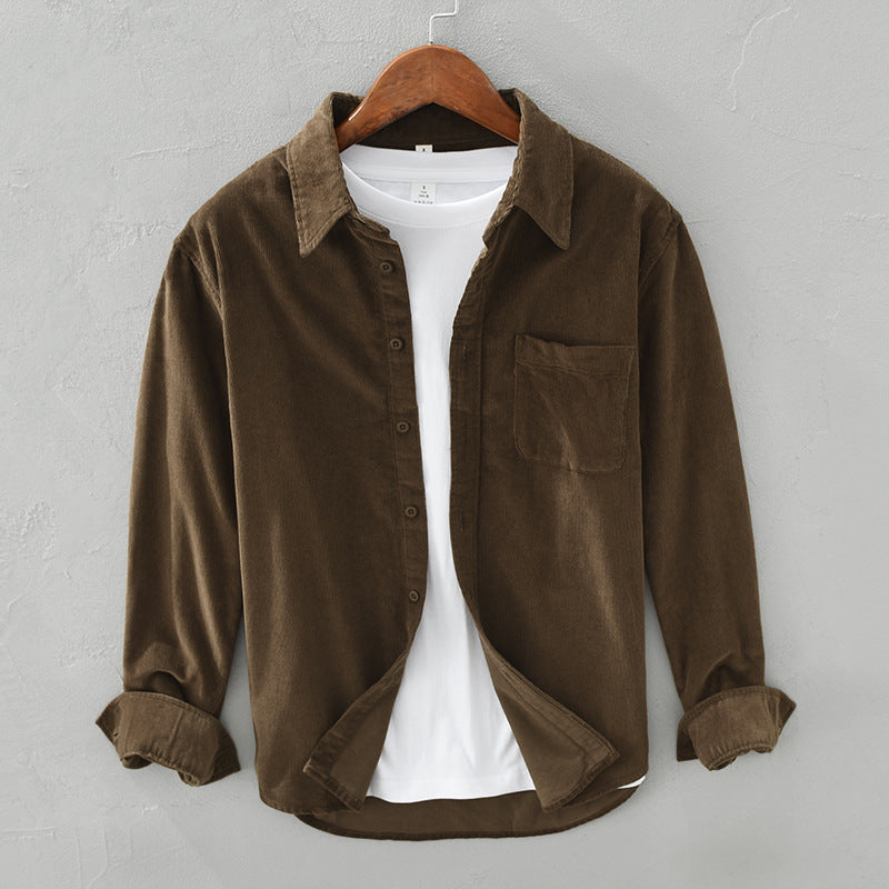 Men's Textured Corduroy Button-Up - Cozy Layering Shirt