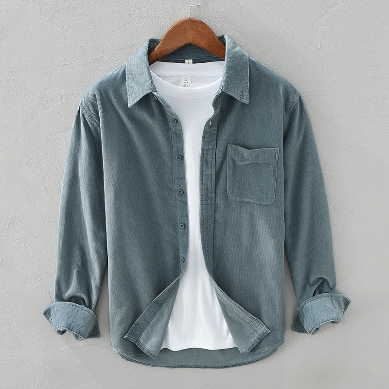 Men's Textured Corduroy Button-Up - Cozy Layering Shirt