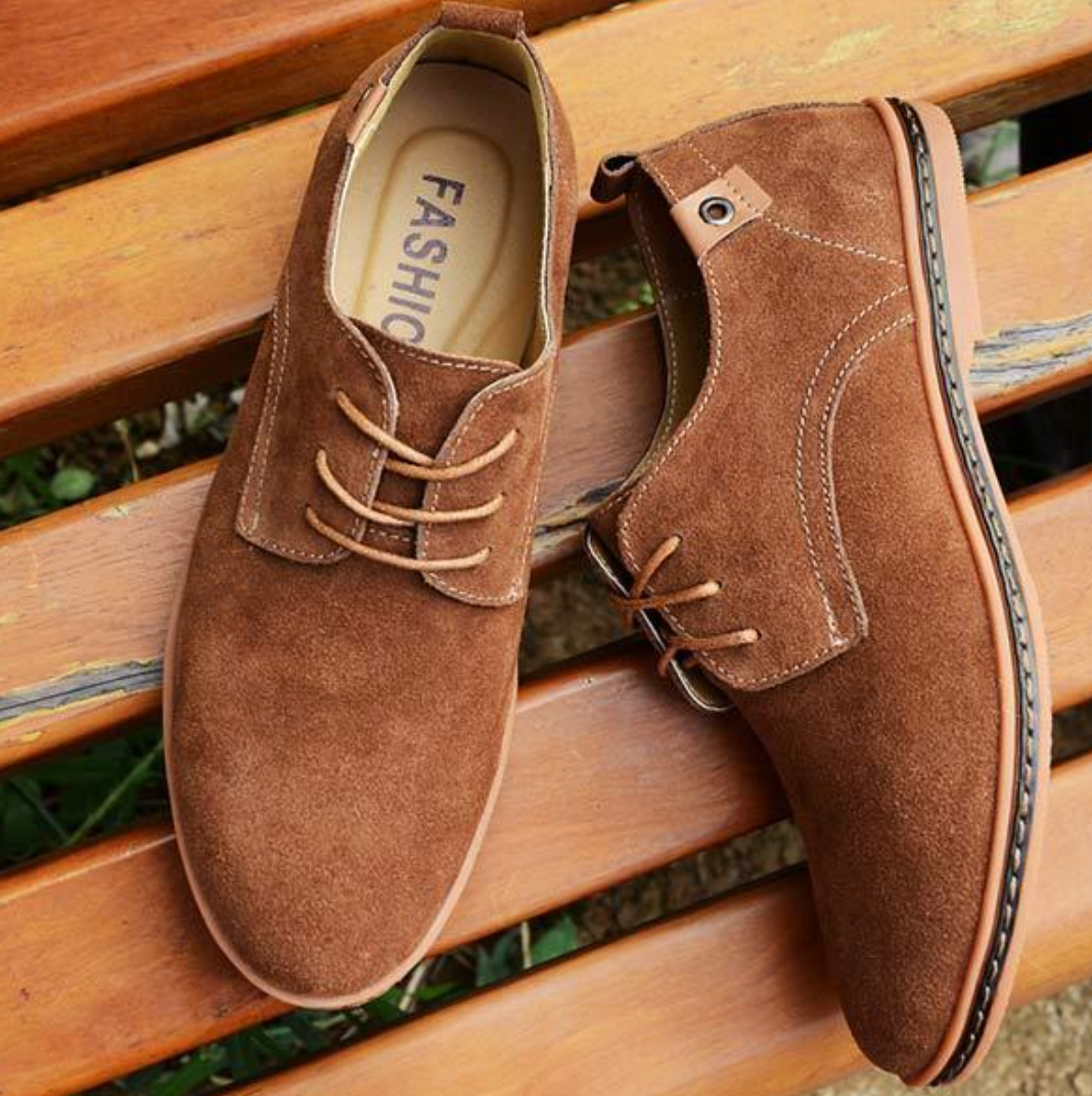 Men's Vegan Suede Oxfords - Classic Lace-Up Comfort