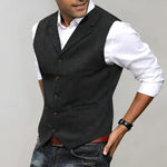 Men's Refined Herringbone Suit Vest - Tailored Layering Piece