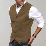 Men's Refined Herringbone Suit Vest - Tailored Layering Piece