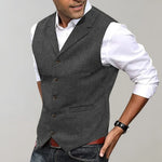 Men's Refined Herringbone Suit Vest - Tailored Layering Piece