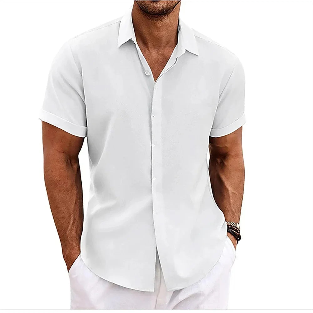 Men's Short Sleeve Linen Shirt - Relaxed Fit for Warm Weather