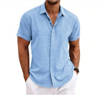 Men's Short Sleeve Linen Shirt - Relaxed Fit for Warm Weather