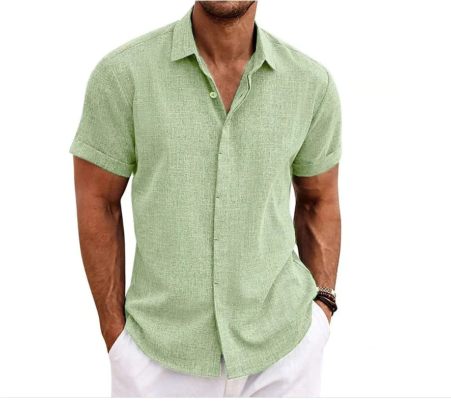 Men's Short Sleeve Linen Shirt - Relaxed Fit for Warm Weather