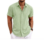 Men's Short Sleeve Linen Shirt - Relaxed Fit for Warm Weather