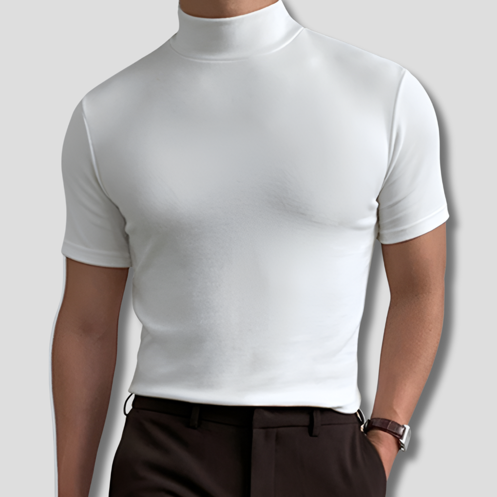 Men's Mock Neck Short Sleeve Knit Tee - Sleek Everyday Layer
