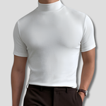 Men's Mock Neck Short Sleeve Knit Tee - Sleek Everyday Layer