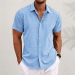 Men's Linen Blend Short Sleeve Shirt - Cool, Breathable Warm-Weather Style