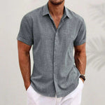 Men's Linen Blend Short Sleeve Shirt - Cool, Breathable Warm-Weather Style