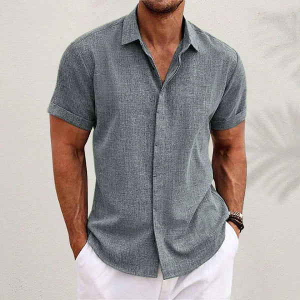 Men's Linen Blend Short Sleeve Shirt - Cool, Breathable Warm-Weather Style