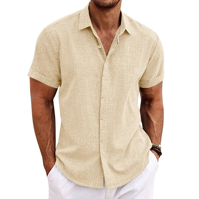 Men's Linen Blend Short Sleeve Shirt - Cool, Breathable Warm-Weather Style