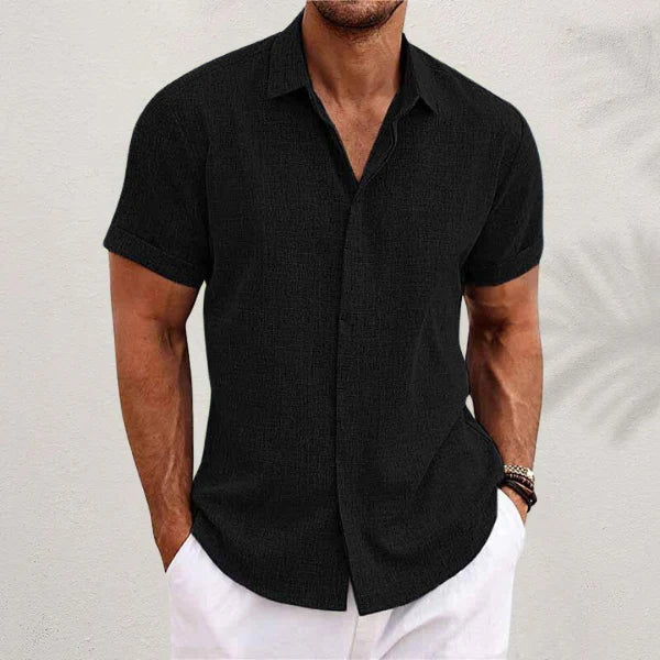 Men's Linen Blend Short Sleeve Shirt - Cool, Breathable Warm-Weather Style