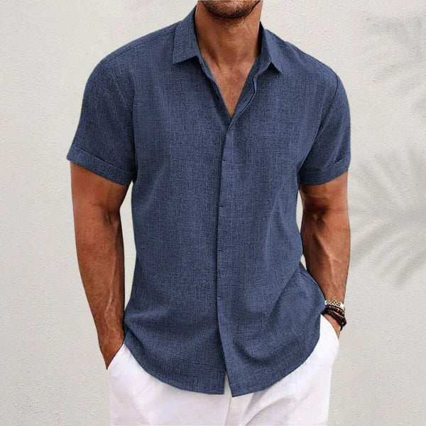 Men's Linen Blend Short Sleeve Shirt - Cool, Breathable Warm-Weather Style