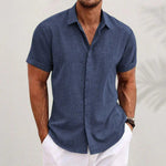 Men's Linen Blend Short Sleeve Shirt - Cool, Breathable Warm-Weather Style