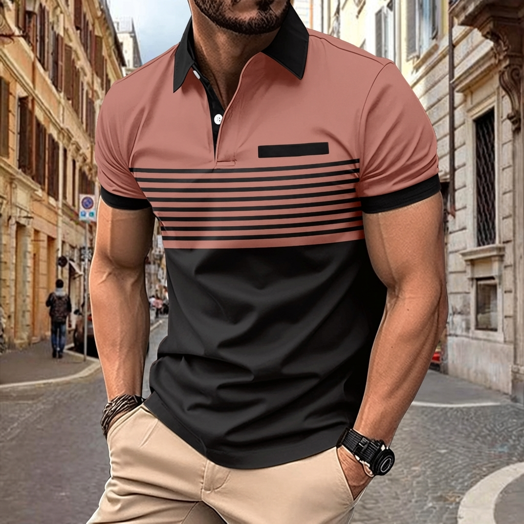 Breathable Striped Polo Shirt - Casual Comfort for Warm Weather