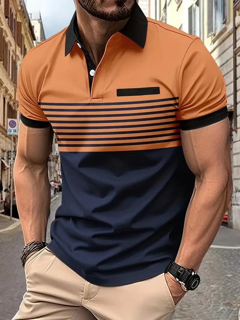 Breathable Striped Polo Shirt - Casual Comfort for Warm Weather