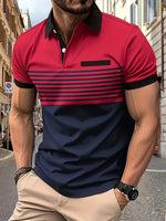 Breathable Striped Polo Shirt - Casual Comfort for Warm Weather