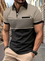 Breathable Striped Polo Shirt - Casual Comfort for Warm Weather