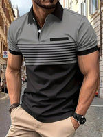 Breathable Striped Polo Shirt - Casual Comfort for Warm Weather