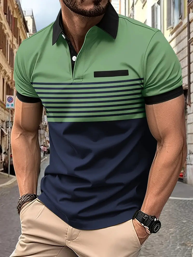 Breathable Striped Polo Shirt - Casual Comfort for Warm Weather