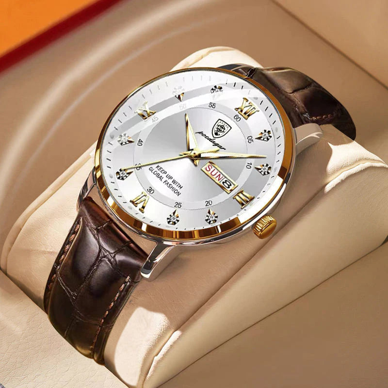 Men's Luminous Watch - Stainless Steel, Water-Resistant Design