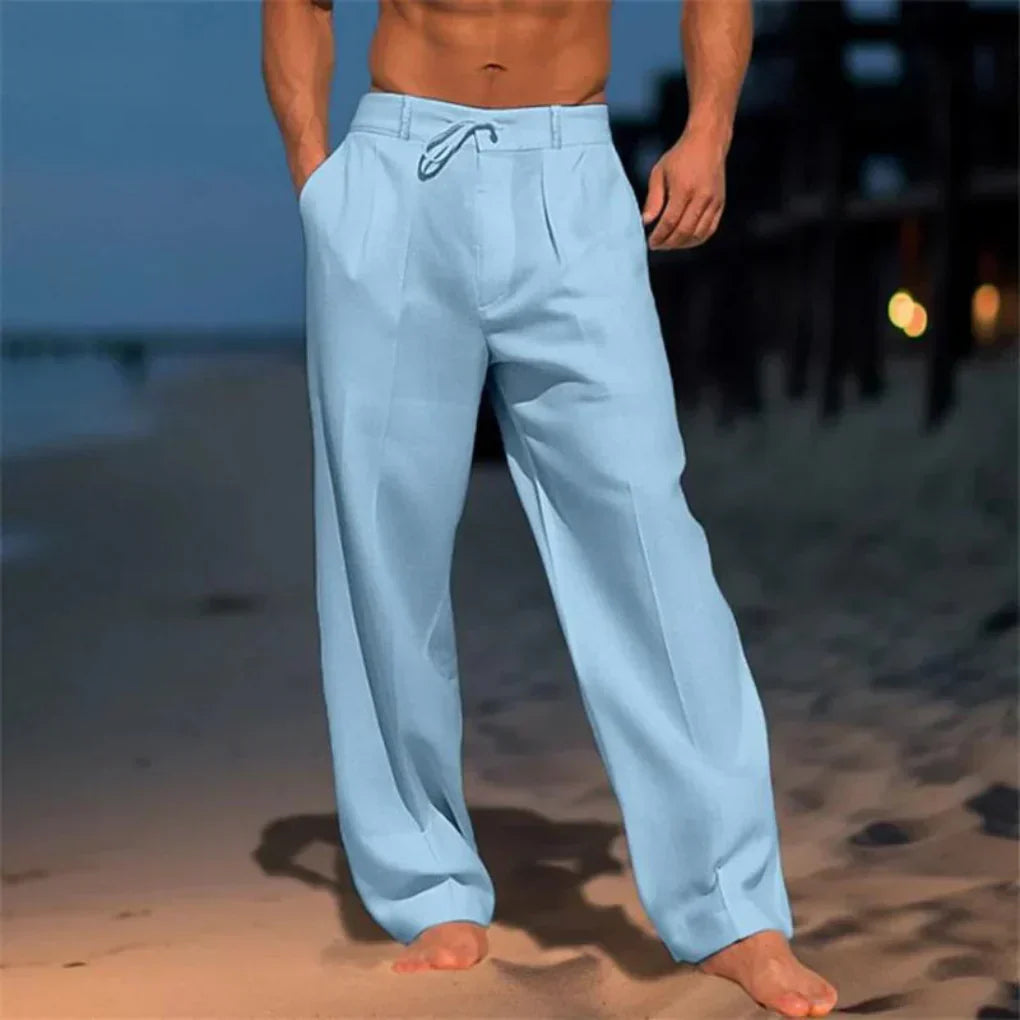 Pleated Linen Blend Wide-Leg Pants - Breezy Warm-Weather Trousers