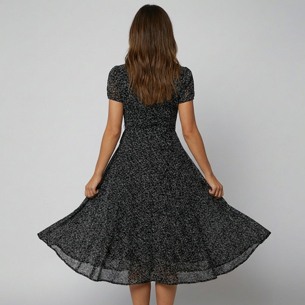 Women's V-Neck Floral Midi A-Line Dress - Sunshine-Ready Style