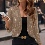 Women's Sequin Open-Front Jacket - Sparkly Layering Piece
