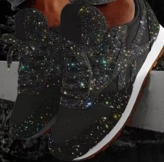 Women's Glitter Sneakers - Sparkly Everyday Comfort Shoes