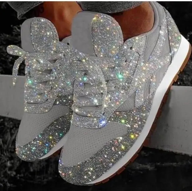 Women's Glitter Sneakers - Sparkly Everyday Comfort Shoes
