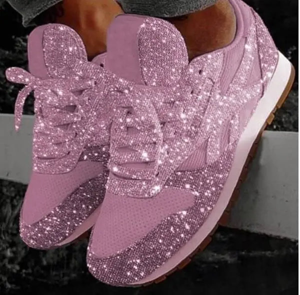 Women's Glitter Sneakers - Sparkly Everyday Comfort Shoes