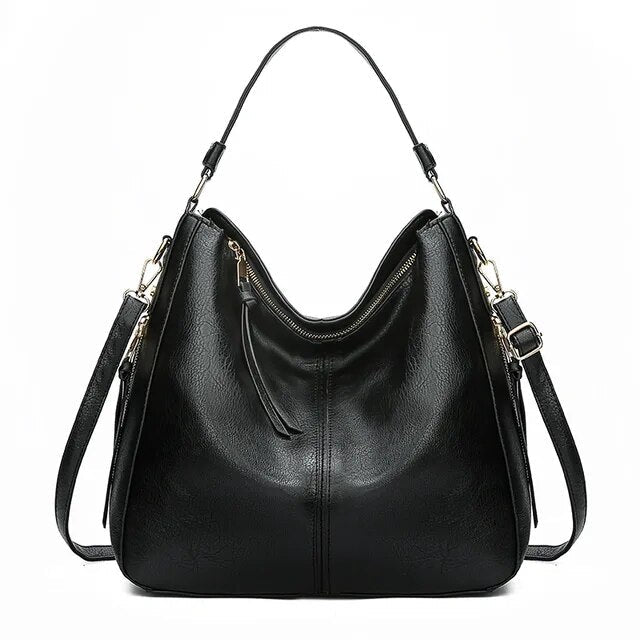 Women's Hobo Shoulder Bag with Gold Hardware - Everyday Luxe Style