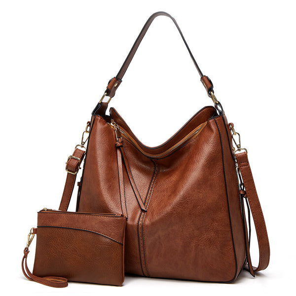 Women's Hobo Shoulder Bag with Gold Hardware - Everyday Luxe Style