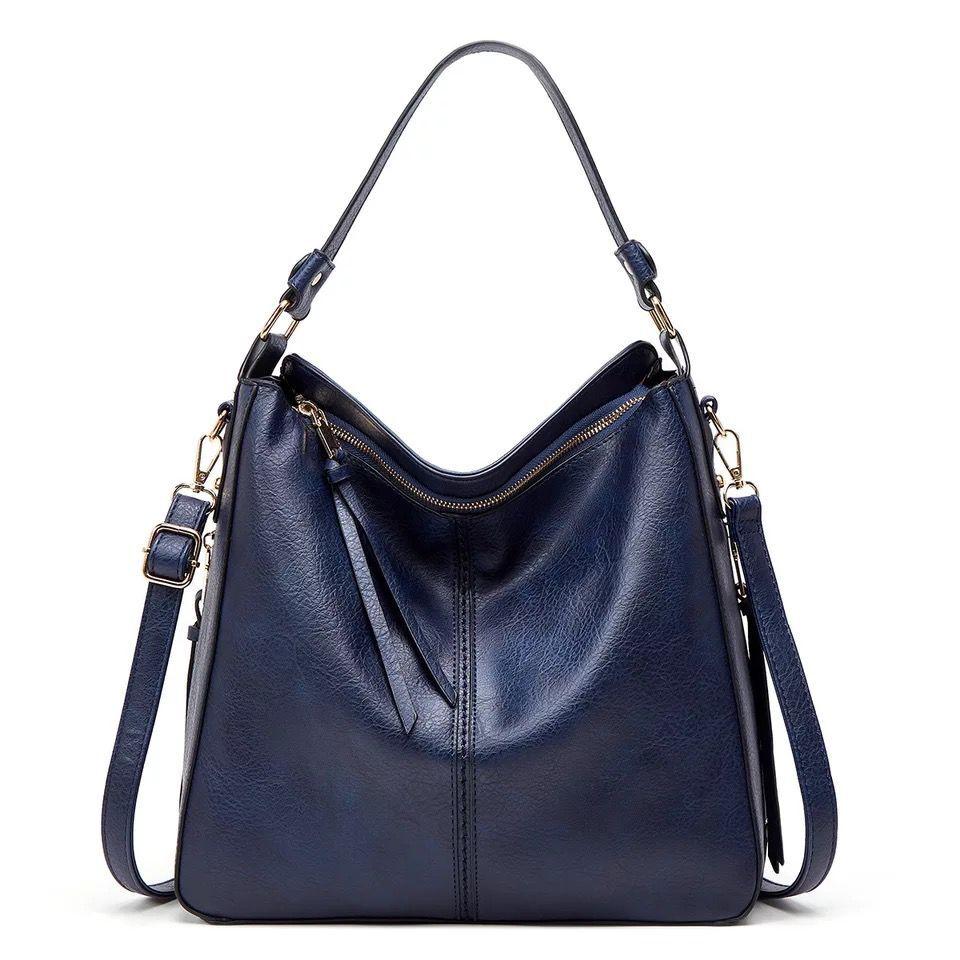Women's Hobo Shoulder Bag with Gold Hardware - Everyday Luxe Style