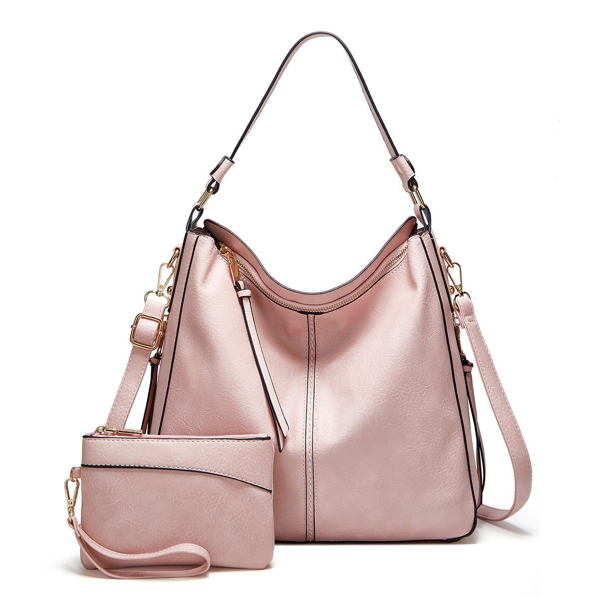 Women's Hobo Shoulder Bag with Gold Hardware - Everyday Luxe Style