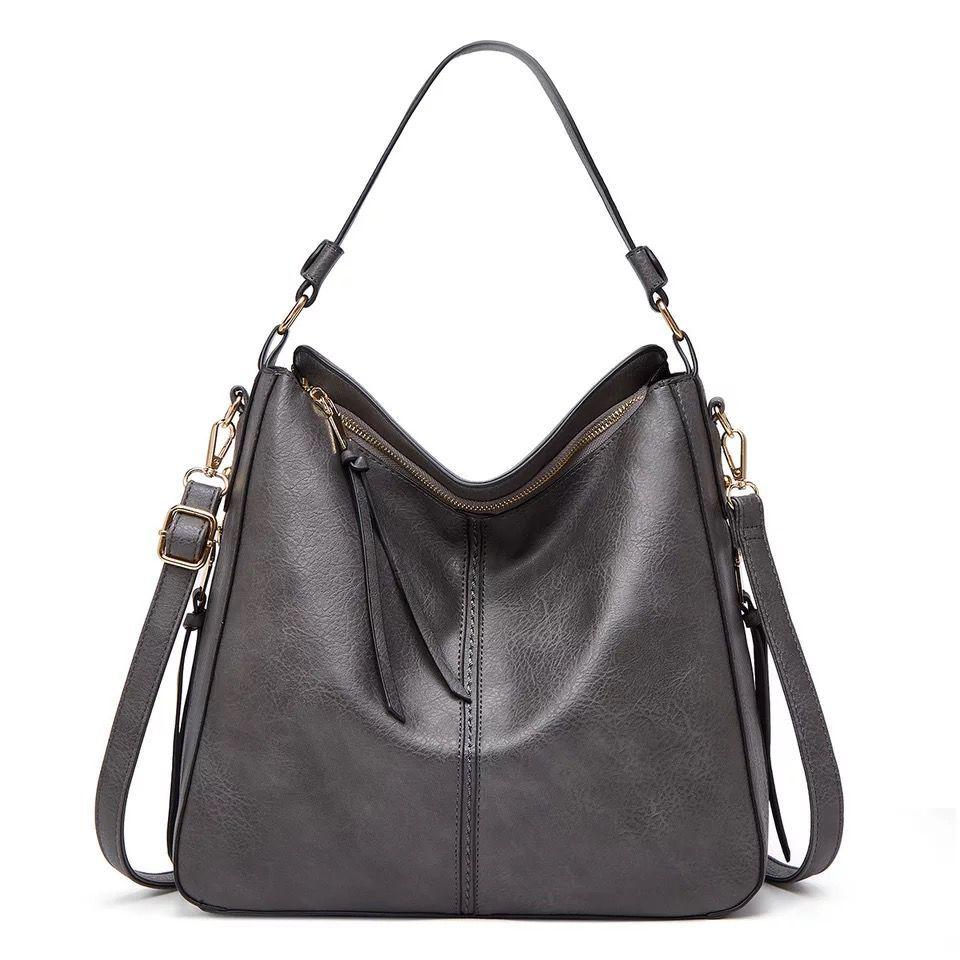 Women's Hobo Shoulder Bag with Gold Hardware - Everyday Luxe Style