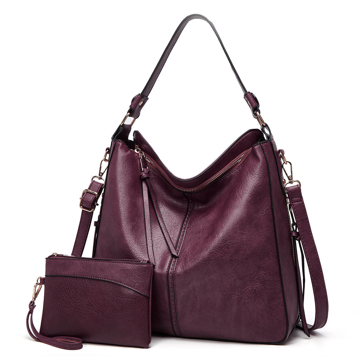 Women's Hobo Shoulder Bag with Gold Hardware - Everyday Luxe Style