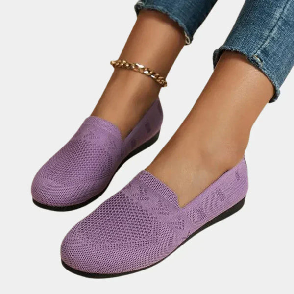Women's Cushioned Knit Loafers with Arch Support - Breathable Everyday Shoes