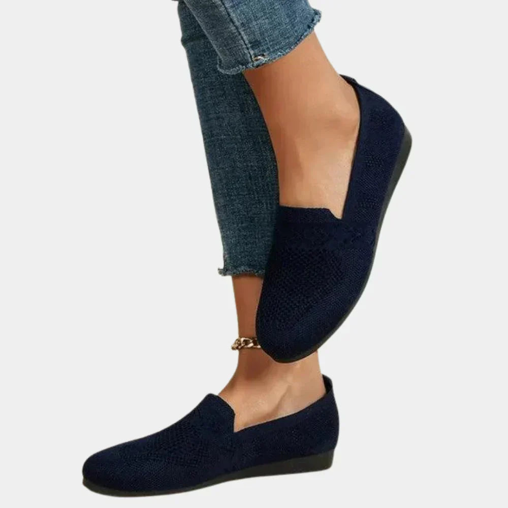 Women's Cushioned Knit Loafers with Arch Support - Breathable Everyday Shoes