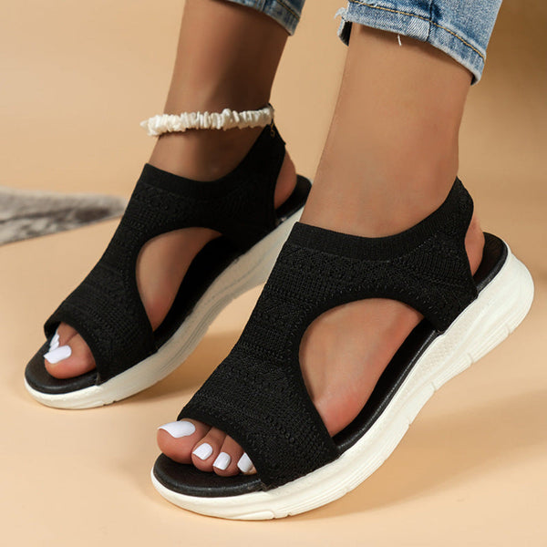 Women's Breathable Knit Sport Sandals - Cushioned Slip-On Support