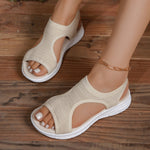 Women's Breathable Knit Sport Sandals - Cushioned Slip-On Support
