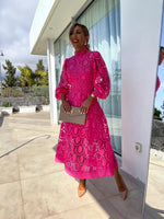 Women's Elegant Lace Midi Dress - Sophisticated Full-Sleeve Style