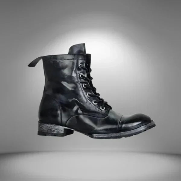 Women's Cap Toe Lace-Up Leather Boots - Classic Vintage Style