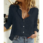 Women's Cotton-Linen Loose Fit Shirt - Breathable Button-Front